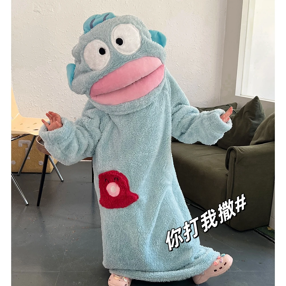 儿童睡衣连体丑鱼防踢秋冬季加厚珊瑚绒男女童法兰绒睡袍浴家居服