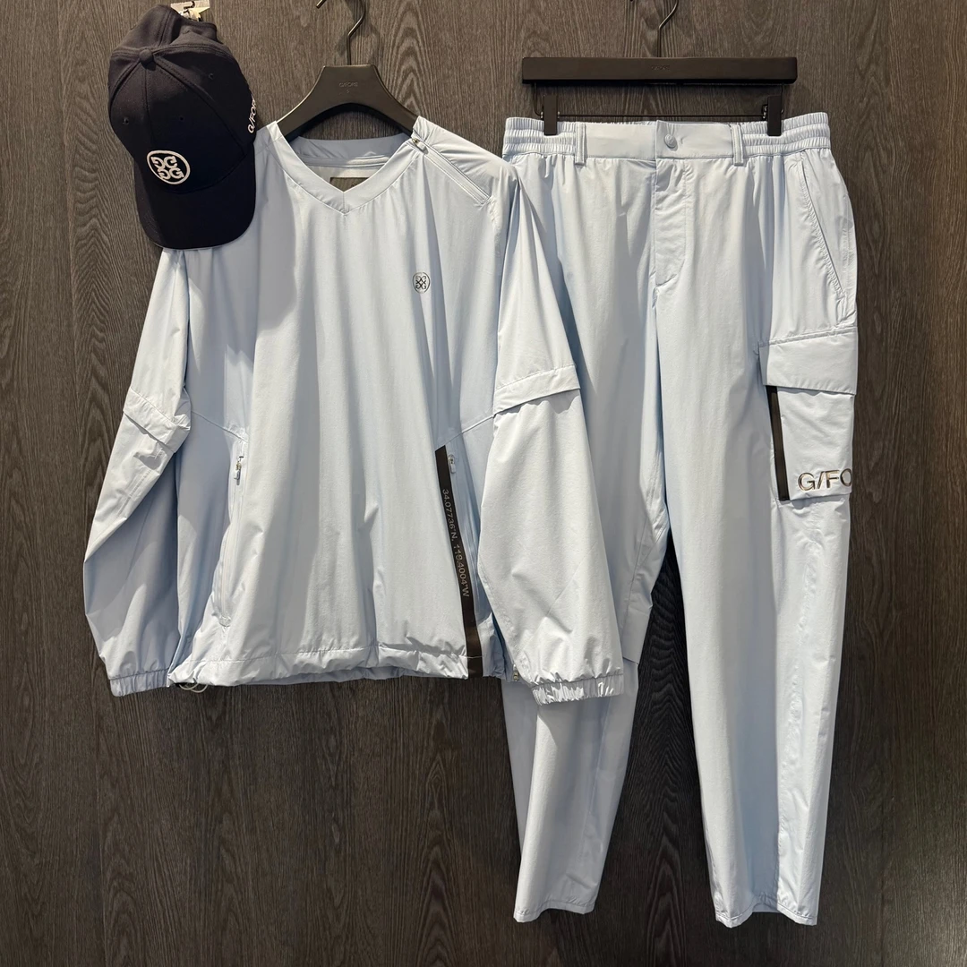 G家外贸原单高尔夫服装男套装时尚防风袖子可拆上衣简约工装长裤