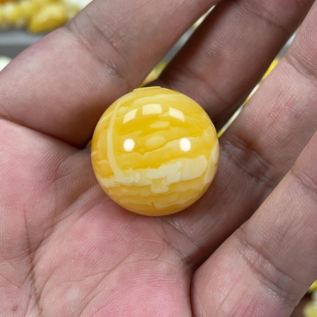 琥珀未镶嵌珠宝奇石尺寸27焦皮圆珠单颗