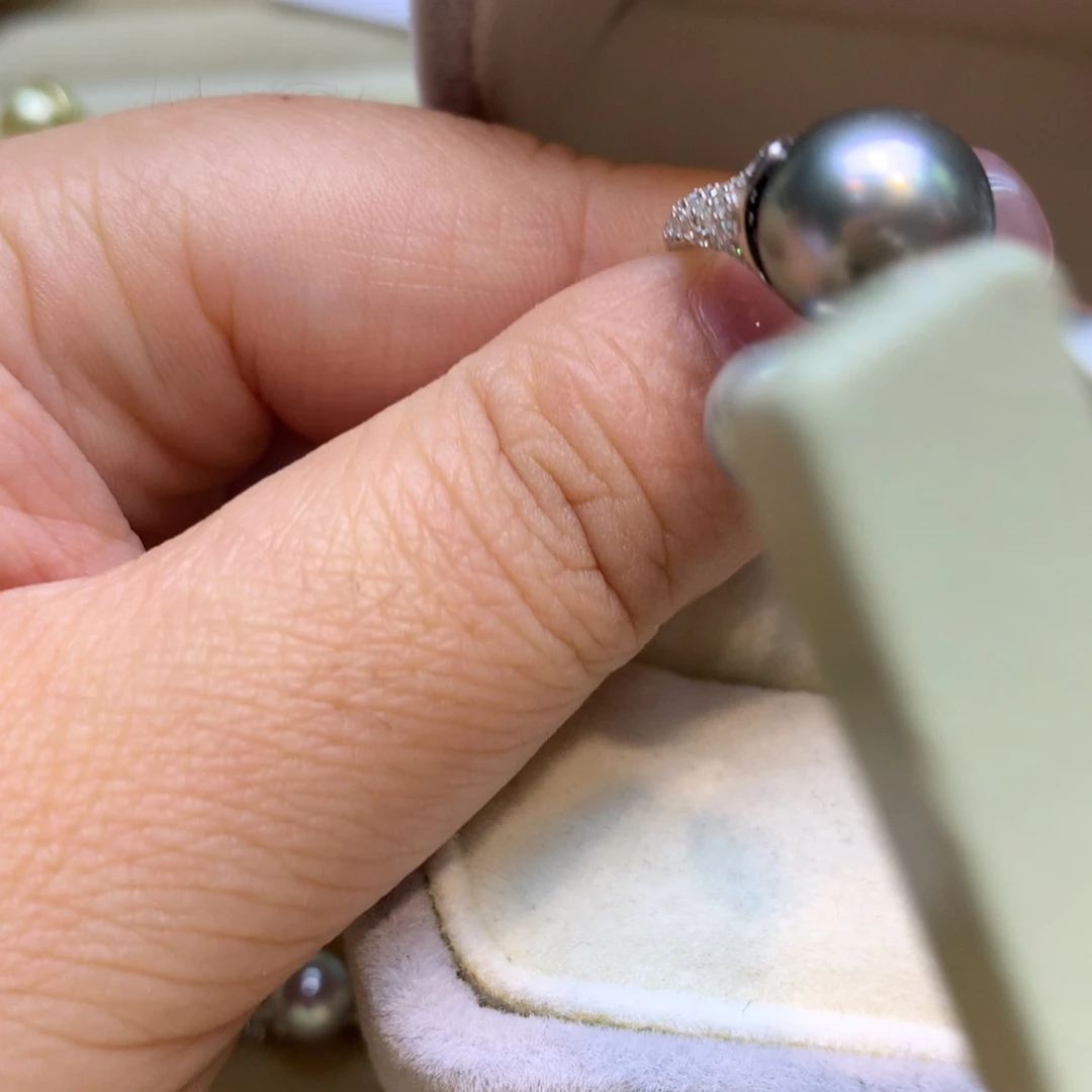 银S925镶嵌戒指海水珍珠