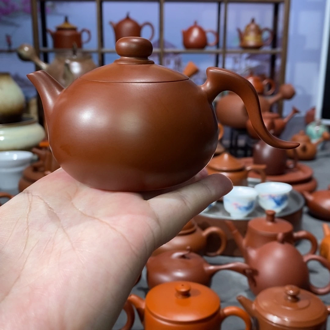 茶壶紫砂章淑煌朱泥飞燕壶110cc