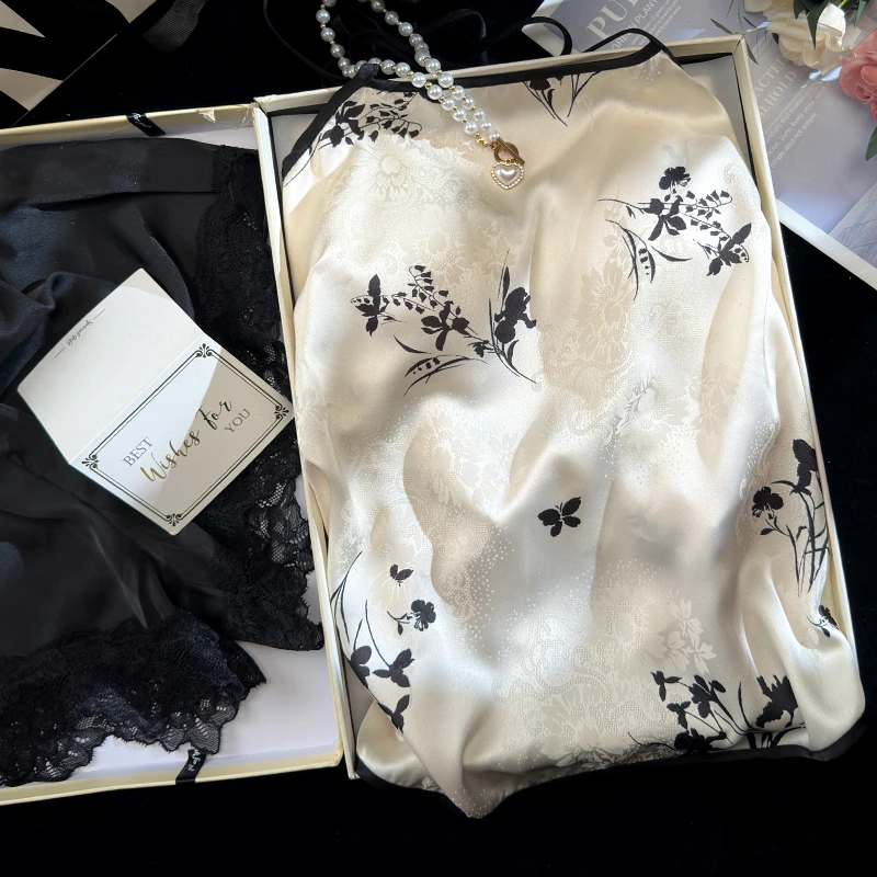 复古老式传统吊带短裤性感睡衣女士中国古风新中式夏季自带胸垫