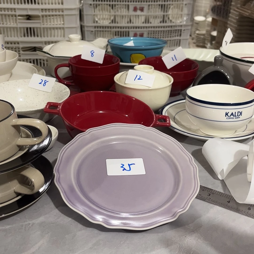 白瓷035紫色冰裂纹7寸盘