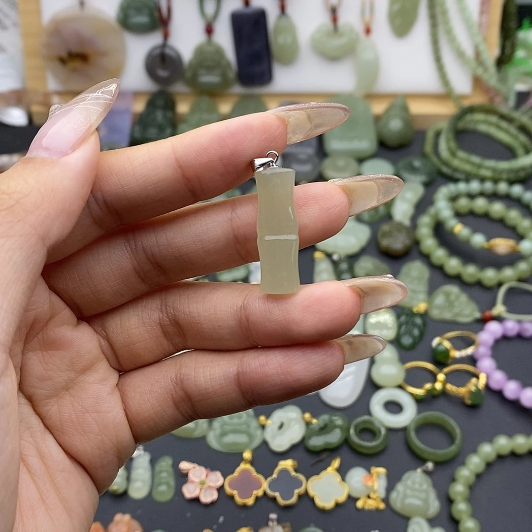 和田玉吊坠(不含链)银S925镶嵌