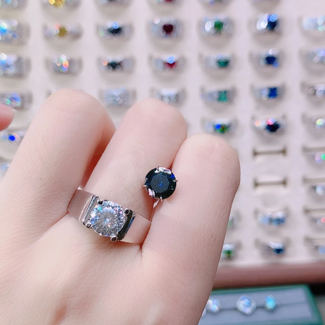 925银牛头两克拉蓝钻