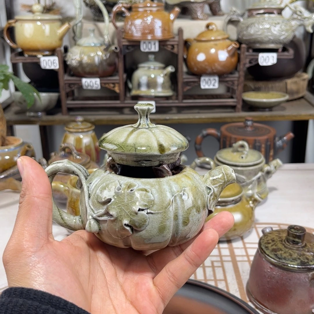 150cc白泥微瑕柴烧南瓜壶