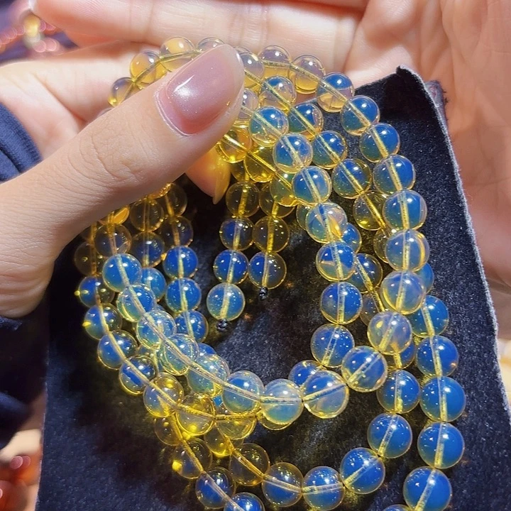 蓝珀未镶嵌珠宝奇石墨西哥蓝珀佛珠7