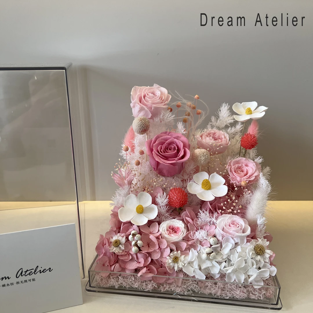 永生花送礼2025款生日七夕礼物玫瑰花永生花高级感摆件亚克力礼盒