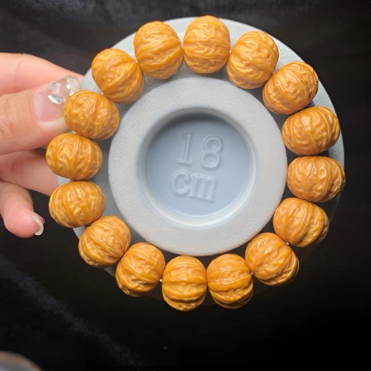 17-18mm京八棱精工雕刻粗筋蚂蚁纹猴头核桃精品文玩手串