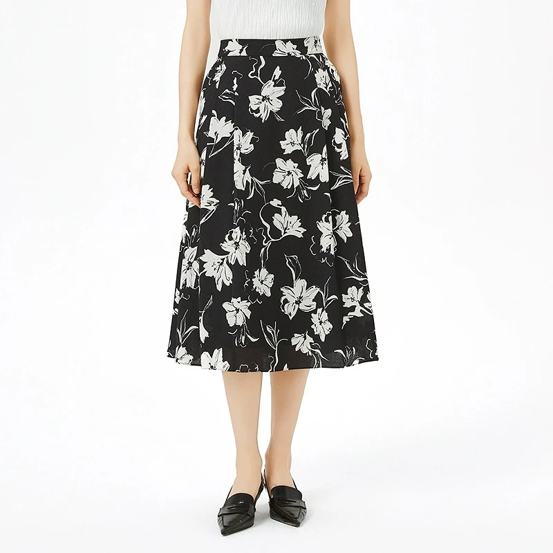 【商场同款】2025夏新款时尚简约印花A字设计感减龄半裙女碎花显瘦