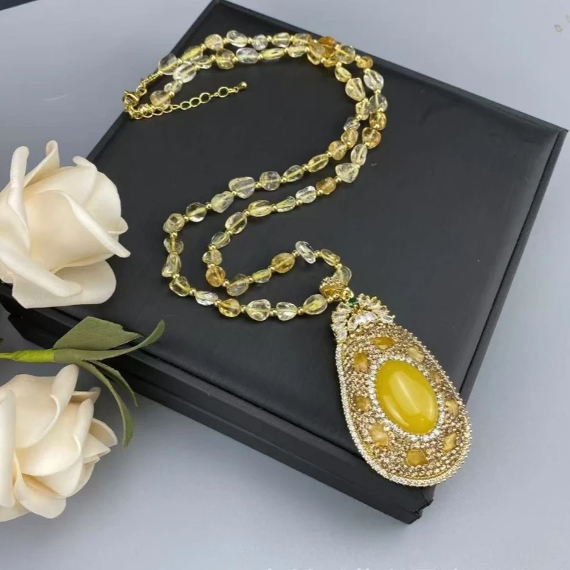 铜合金珐琅项链 复古港风毛衣链轻奢时尚珐琅材质项链7469