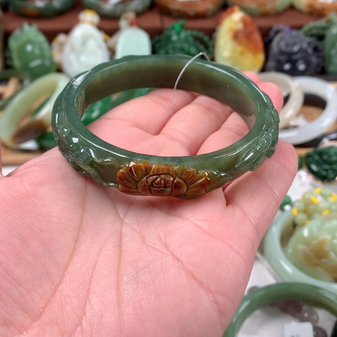 和田玉手镯未镶嵌59_60