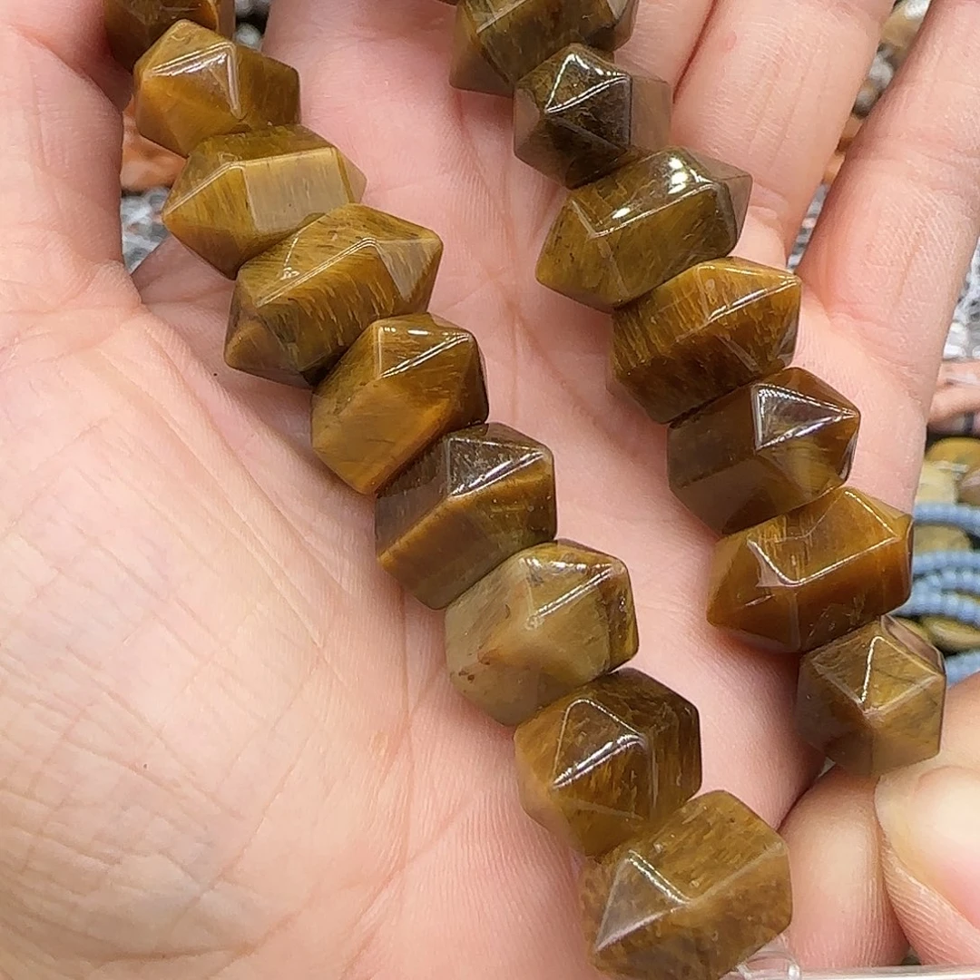 玛瑙/玉髓合金珠宝半成品虎眼双尖10-20mm半条