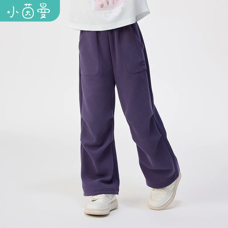 小茵曼女童长裤logo刺绣2025秋宽松休闲裤女孩百搭裤子GO3851246