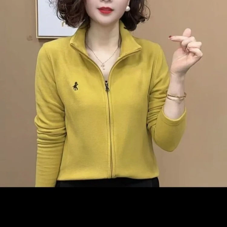 2025春季新款拉链洋气秋冬针织开衫刺绣百搭中老年女士上衣外套