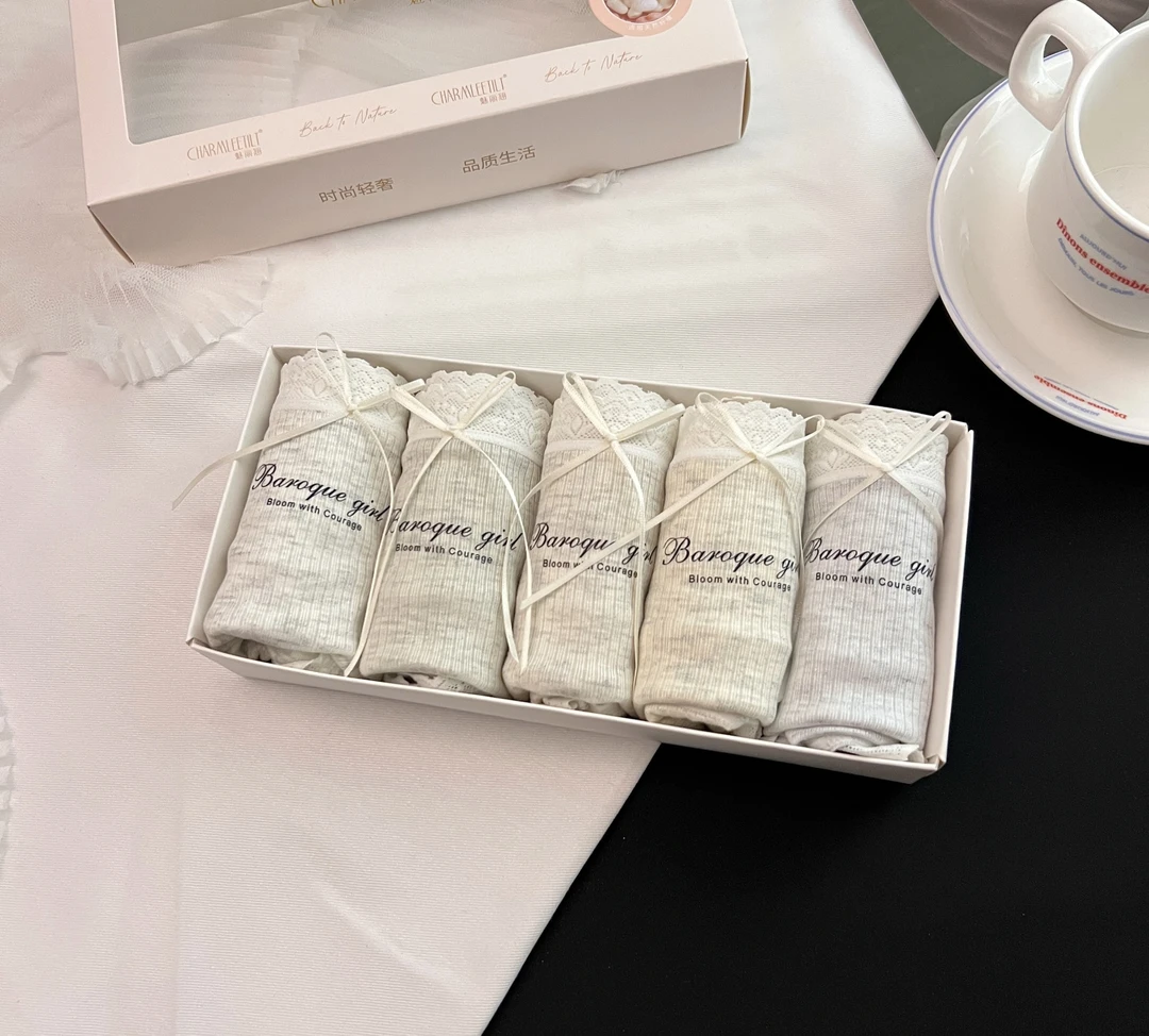 【5条装】80462#莫代尔少女小碎花成人女三角内裤蕾丝中腰