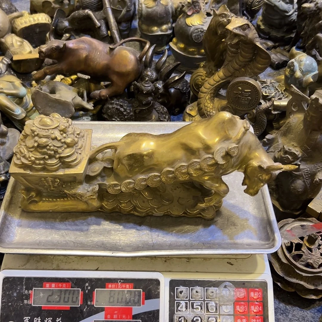 好***双黄铜摆件，文房摆件工艺品