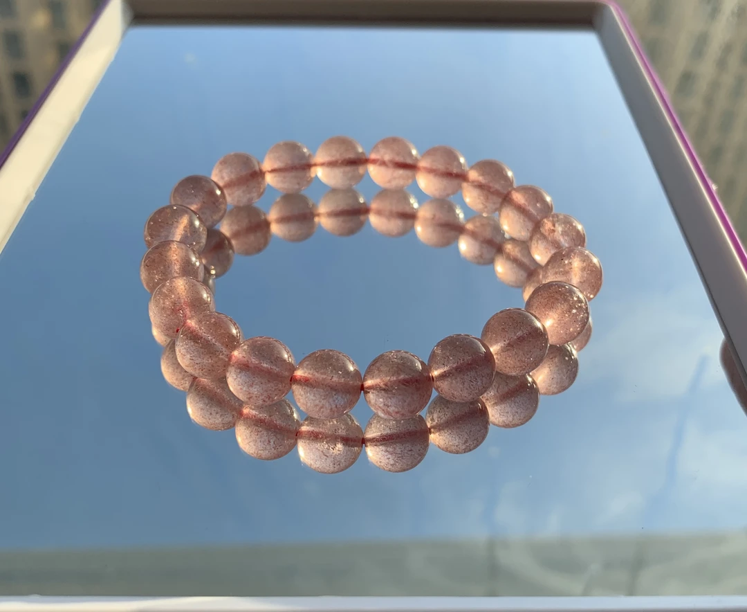 8mm天然红润草莓晶手串冰透时尚甜美百搭