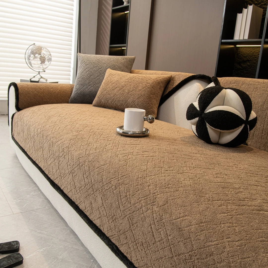 防滑雪尼尔沙发垫四季简约现代高档2025新款坐垫子直排盖布巾防猫