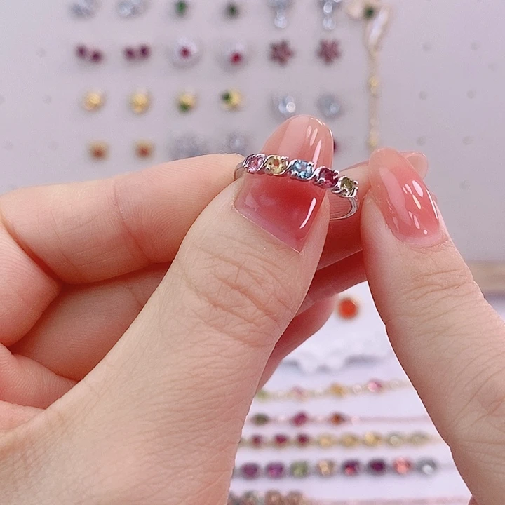 碧玺戒指银S925镶嵌戒指