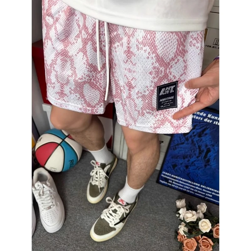 大码300斤美式蟒蛇纹运动短裤男士夏季跑步休闲训练速干四分裤子2