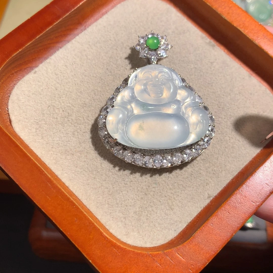 *****翡翠银S925镶嵌挂件佛公