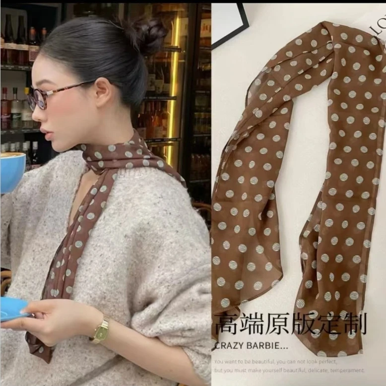 【乔家】SJ0009新款时尚百搭长条丝巾绑带长条围巾