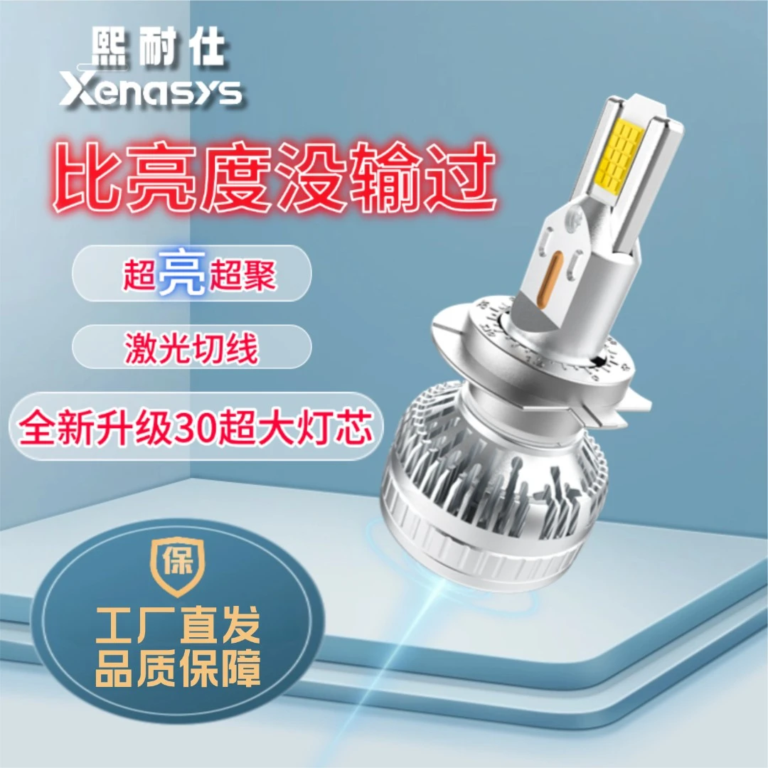 128W激光车灯全环绕铜管30颗芯片超薄近360度发光超亮远近光灯泡