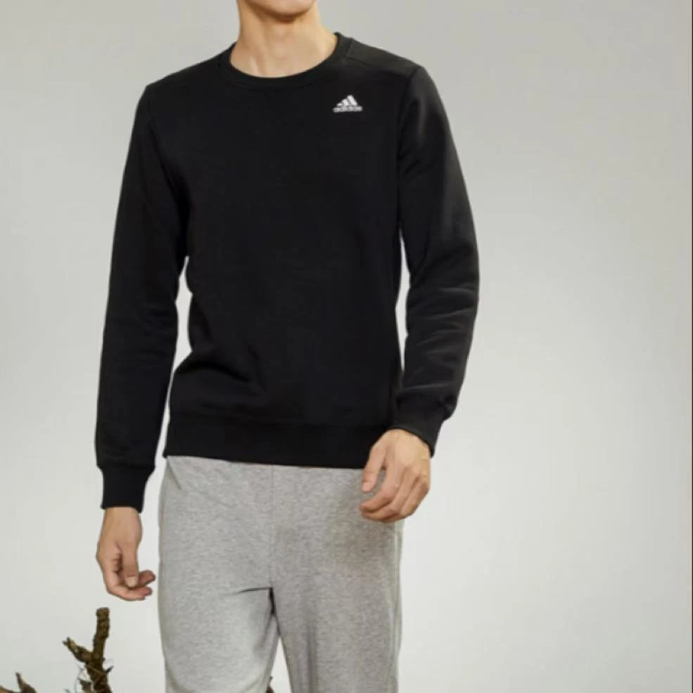 得adidas/阿迪达斯 加绒针织圆领运动套头衫卫衣 男款 黑色AY5504