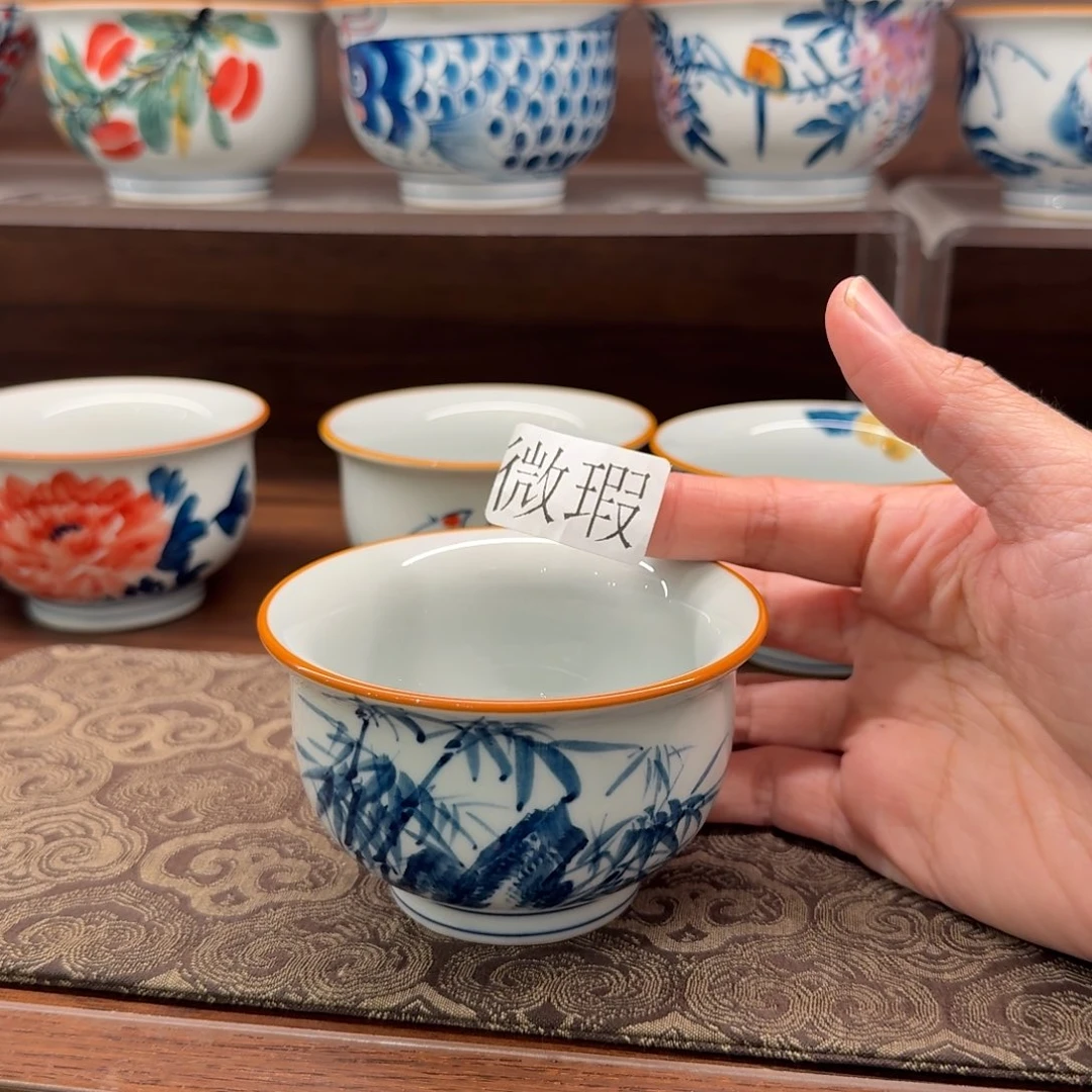 釉下手绘茶具微瑕