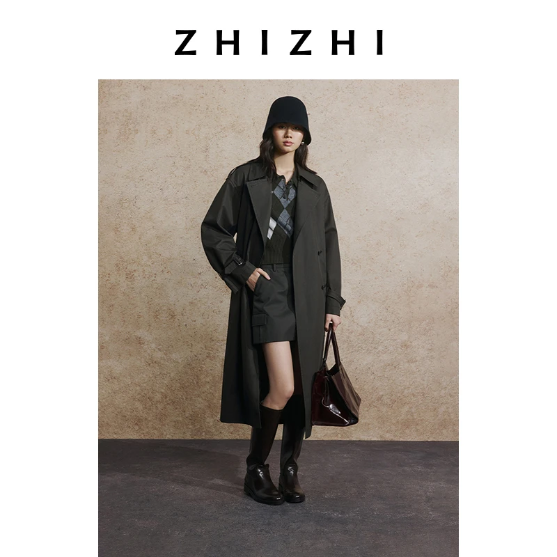 致知 北溪 经典长款智性风衣25秋季新款挺括复古职场ZZ2EAWF9017