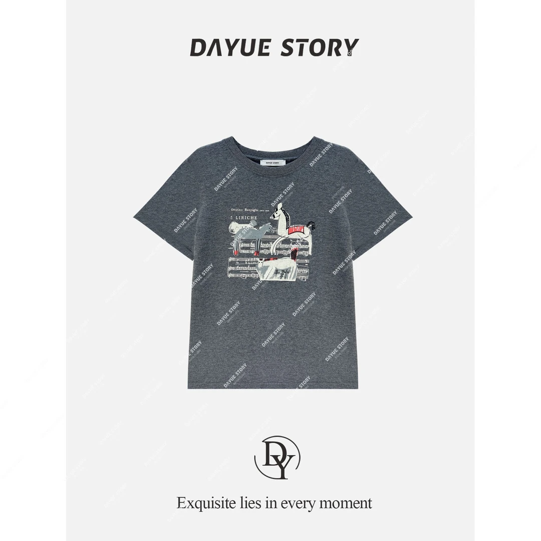 DAYUE【小马T】质感炸裂~建议人手一件！夏季髙支棉时尚百搭印花T恤