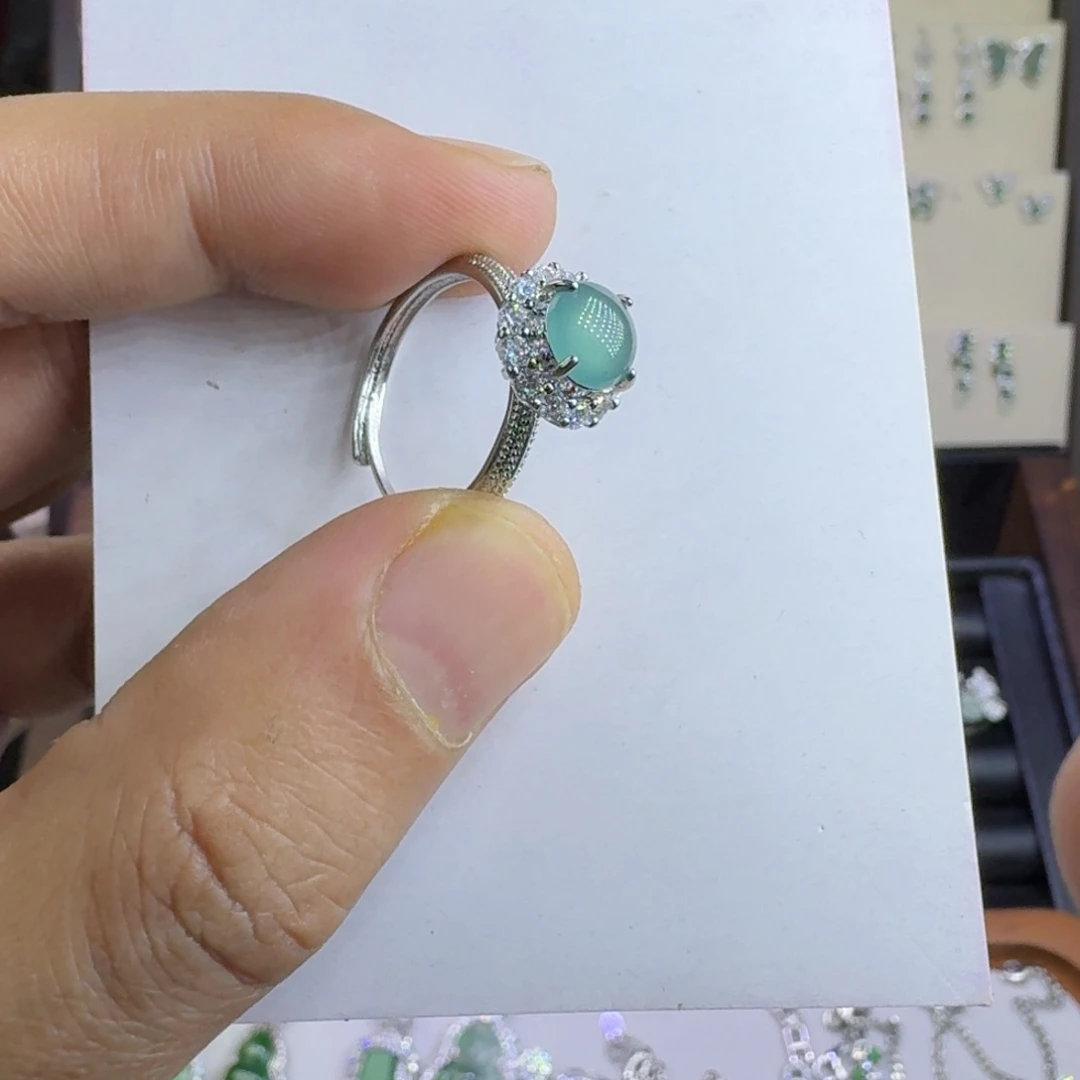 翡翠银S925镶嵌戒指852