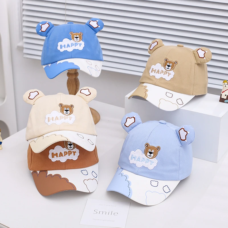 春夏季薄款弯檐鸭舌帽卡通帽子宝宝棒球帽遮阳帽韩版儿童帽太阳帽