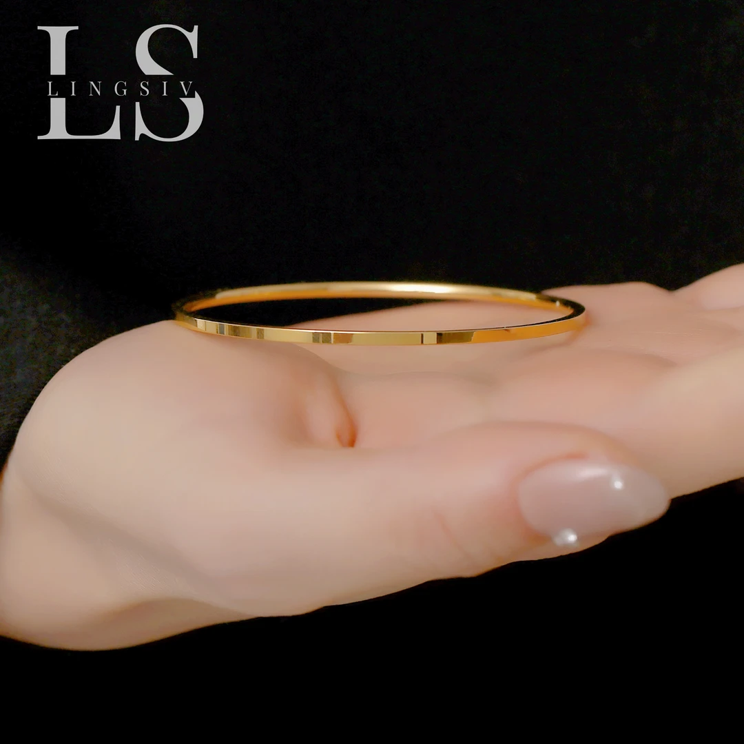 钛钢手镯 简约细版精致男女素圈手环不掉色时尚轻奢光面素款手镯