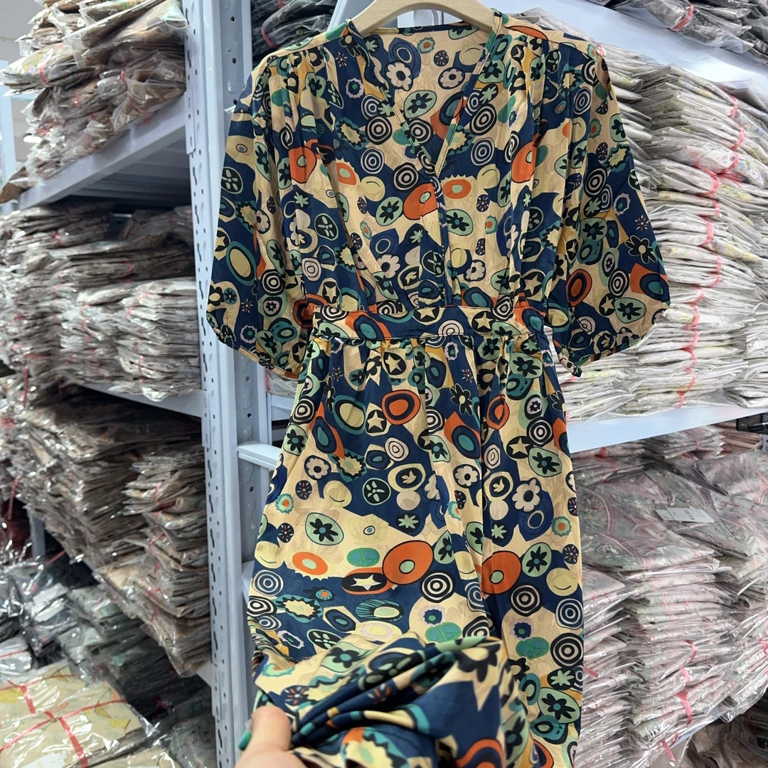 5023新中式长款连衣裙【花色】