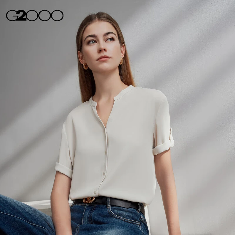 【肌理感/商场同款】G2000女装2025春夏宽松剪裁短袖休闲衬衫