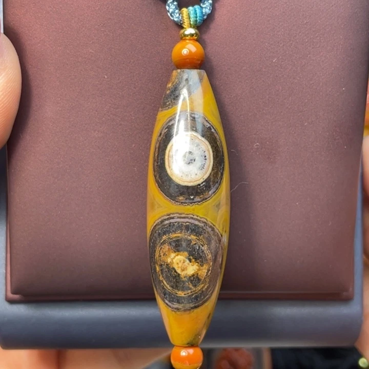 玛瑙/玉髓未镶嵌珠宝奇石尚品阴阳眼天珠1999