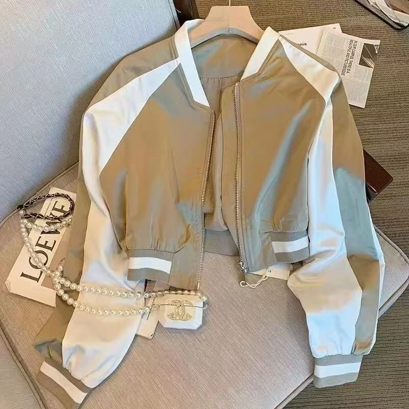 02美式复古棒球服外套女2025新款潮小个子春季短款设计感小众夹克