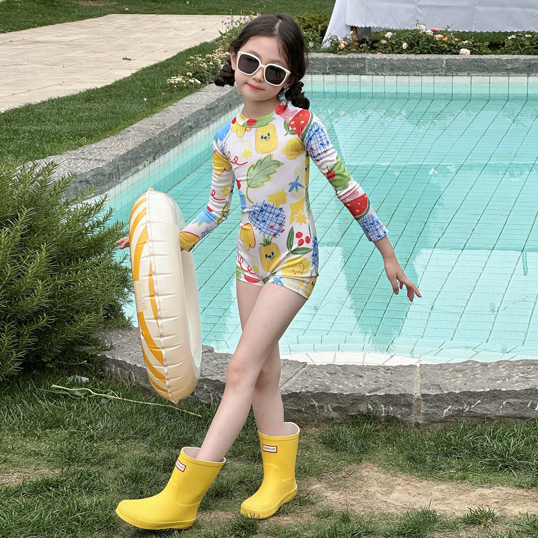 女童多巴胺泳衣夏2025新款洋气女孩高颜值绝美泳装公主连体游泳衣