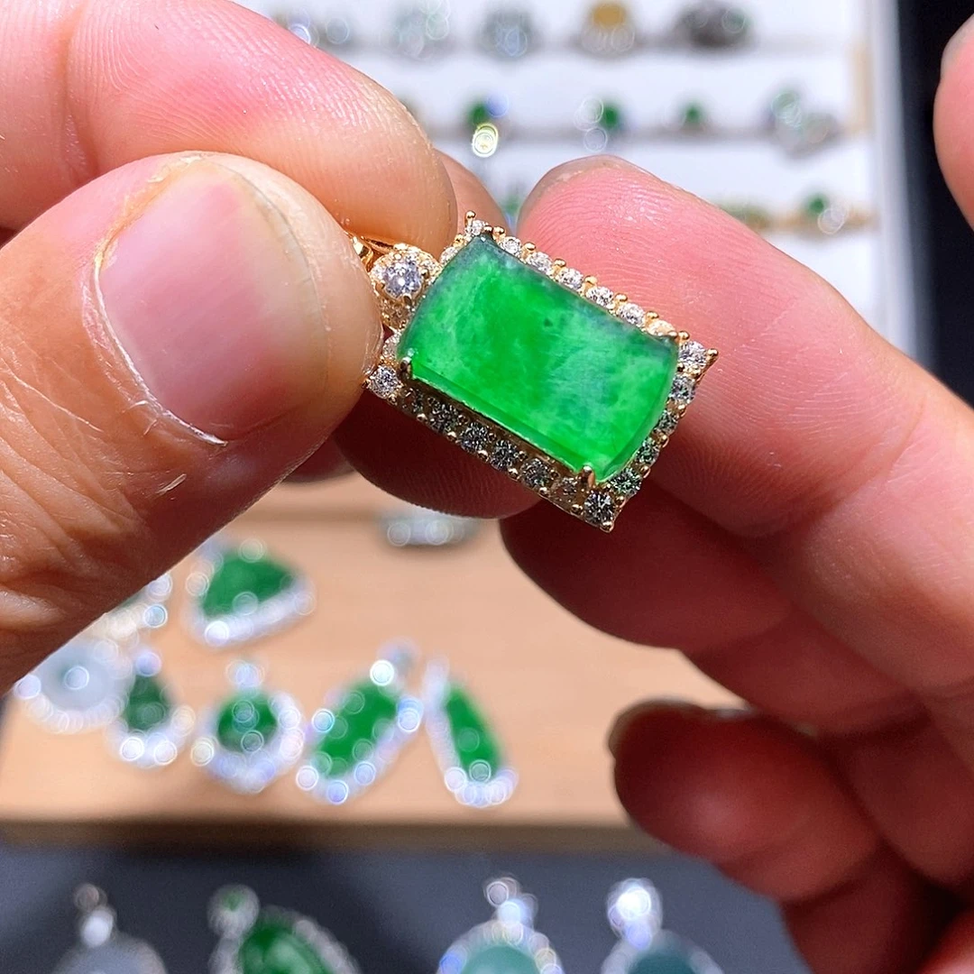 银S925镶嵌戒指翡翠好****叔戒指