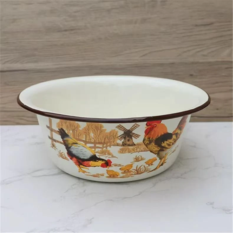 20公分珐琅搪瓷加厚加深大公鸡深型盆一个