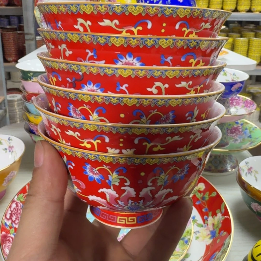 景德镇珐琅彩餐具6个