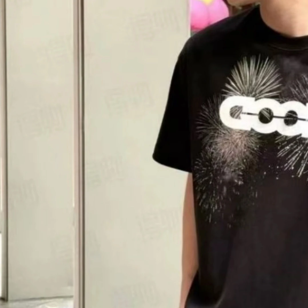 烟花款轻奢时尚高级感印花logo短袖T恤男士短袖