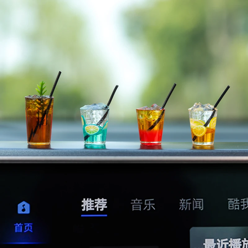 2026网红新款汽车奶茶咖啡迷你车载小摆件夏天饮料电动车内装饰品