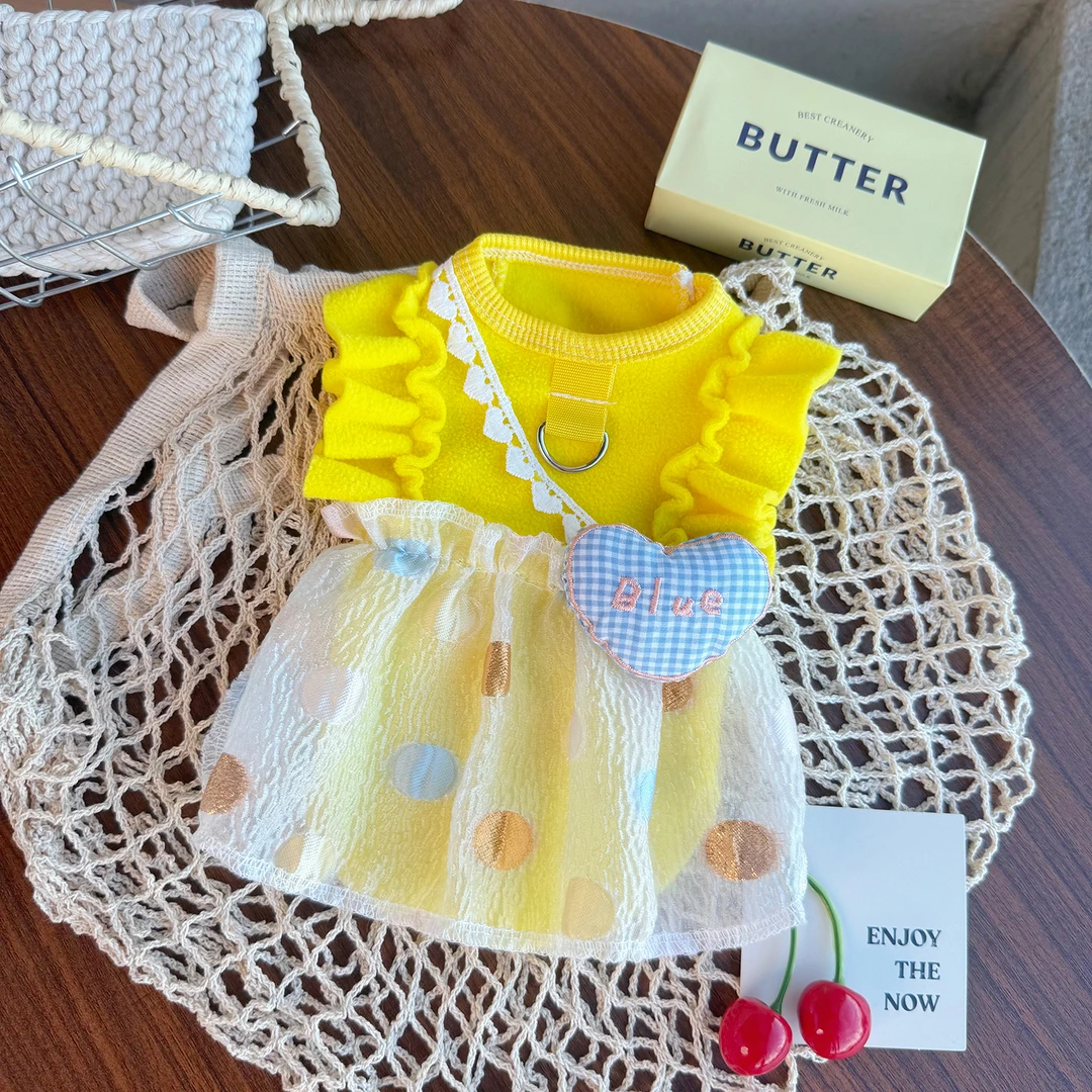 秋冬加厚爱心泡泡裙宠物服饰猫咪狗狗衣服保暖防风服饰比熊小型犬