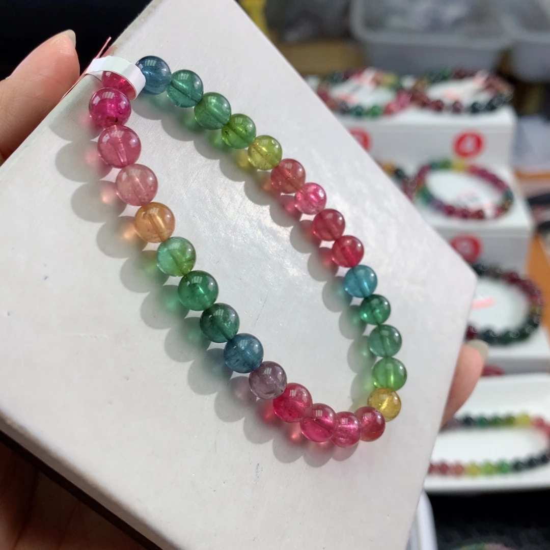 未镶嵌手链碧玺         6.8mm。