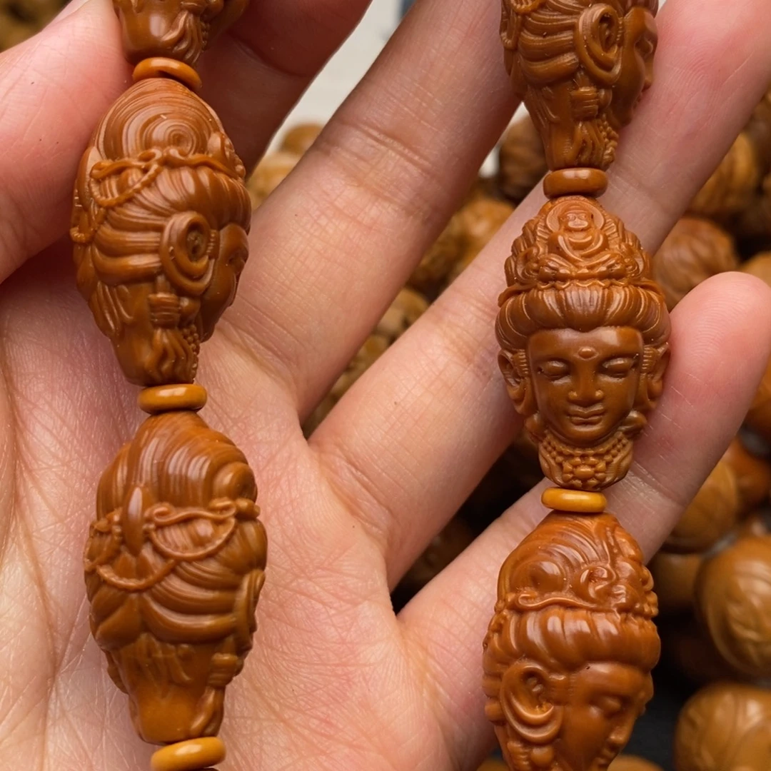 橄榄核吊坠观音手串