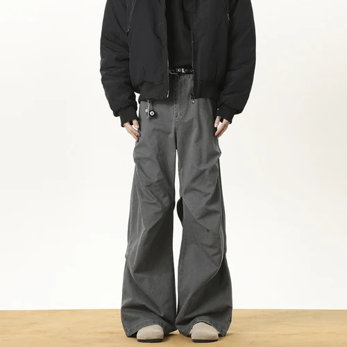 洗褪褶皱工装裤休闲裤