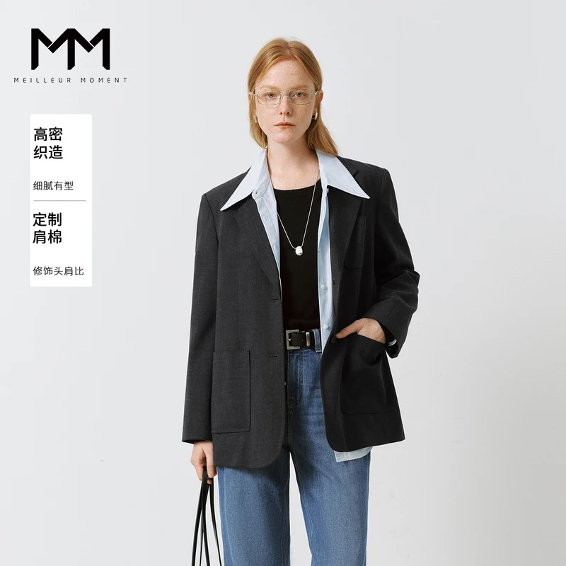 MM麦檬春秋新品考究版型直身廓形西装外套5FA914111